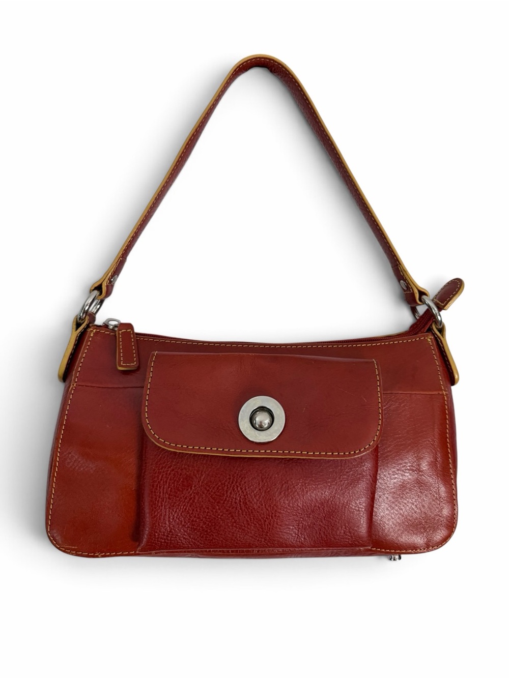 WILSONS LEATHER Burgundy Italian Leather Shoulder Bag Magnetic Flap Y2K